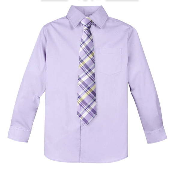 Spring Notion Boys' Cotton Blend Dress Shirt and Matching Necktie Set 6M Lilac-81
