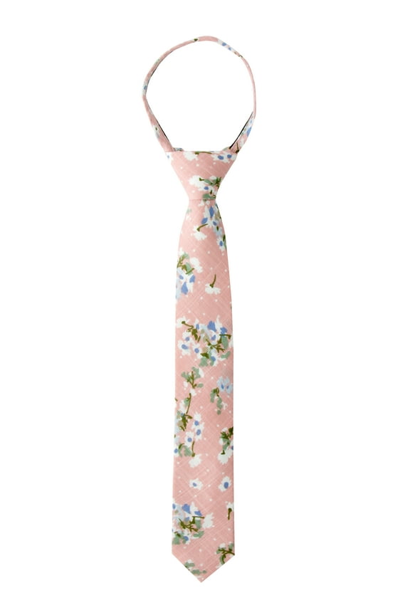 Boys' Cotton Floral Skinny Zipper Tie