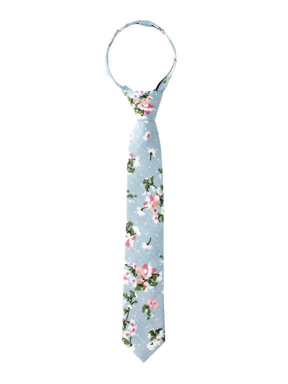 Boys' Cotton Floral Skinny Zipper Tie