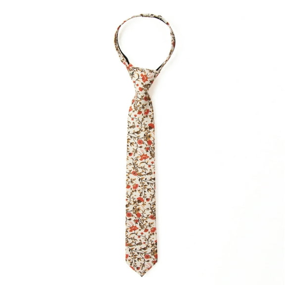 Spring Notion Boys' Cotton Floral Skinny Zipper Tie