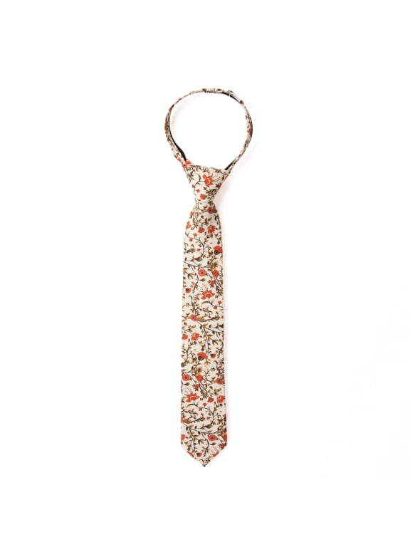 Boys' Cotton Floral Skinny Zipper Tie