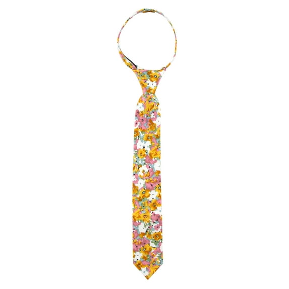 Spring Notion Boys' Cotton Floral Skinny Zipper Tie