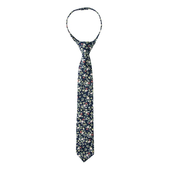 Spring Notion Boys' Cotton Floral Skinny Zipper Tie