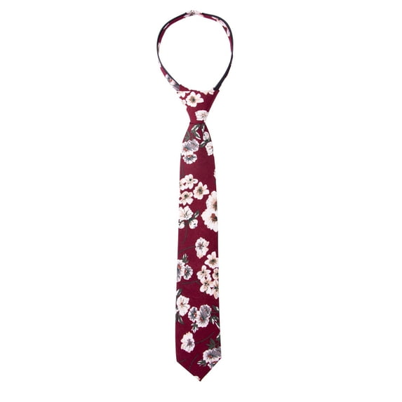 Spring Notion Boys' Cotton Floral Skinny Zipper Tie
