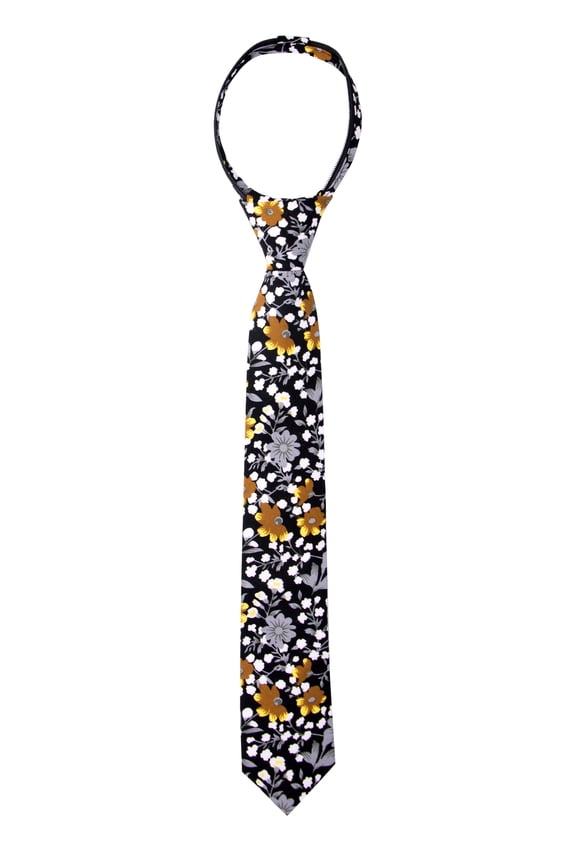 Boys' Cotton Floral Skinny Zipper Tie
