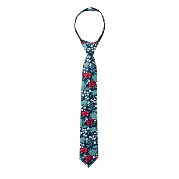 Spring Notion Boys' Cotton Floral Skinny Zipper Tie
