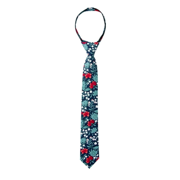 Spring Notion Boys' Cotton Floral Skinny Zipper Tie