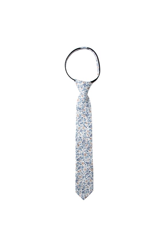 Boys' Cotton Floral Skinny Zipper Tie