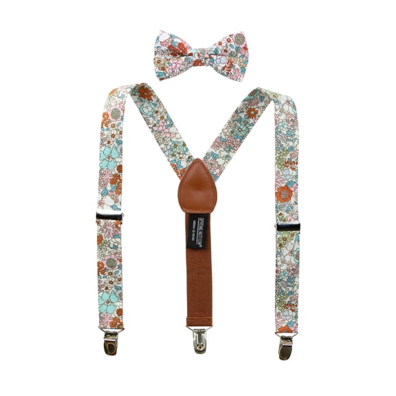 Spring Notion Boys' Cotton Floral Suspenders and Bow Tie For Kids Toddlers Infants