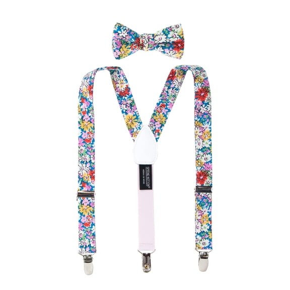 Spring Notion Boys' Cotton Floral Suspenders and Bow Tie For Kids Toddlers Infants