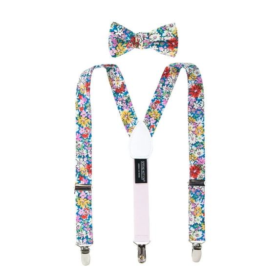 Spring Notion Boys' Cotton Floral Suspenders and Bow Tie For Kids Toddlers Infants