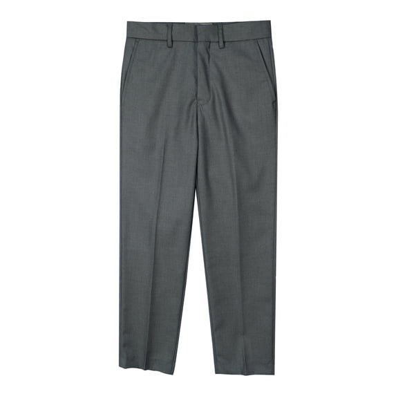 Spring Notion Boys' Flat Front Dress Pants, Charcoal 08
