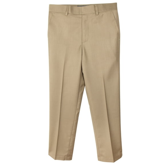 Spring Notion Boys' Flat Front Dress Pants Khaki