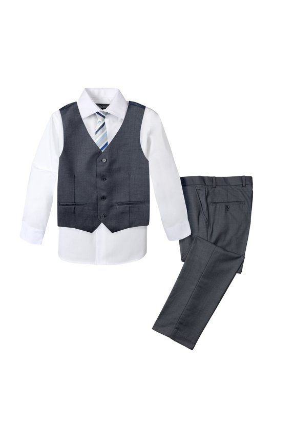 Boys' Formal 4-Piece Set, Charcoal-B
