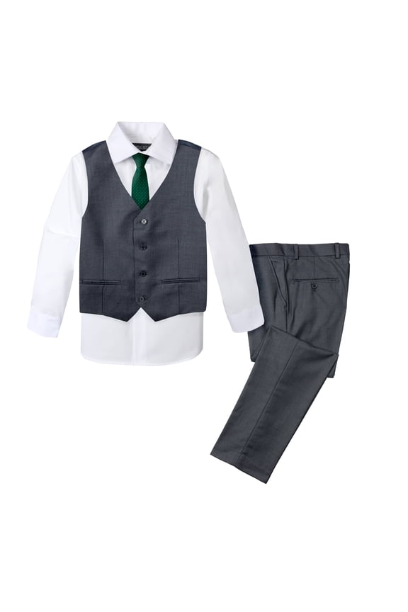 Boys' Formal 4-Piece Set, Charcoal-B