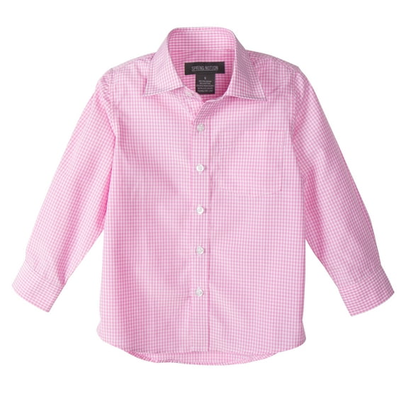 Spring Notion Boys' Long Sleeve Checkers Gingham Shirt
