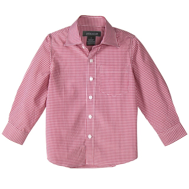 Spring Notion Boys' Long Sleeve Checkers Gingham Shirt