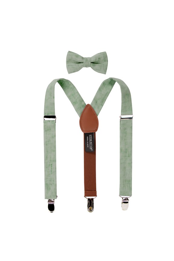 Boys' Mottled Linen Suspenders and Bow Tie Set