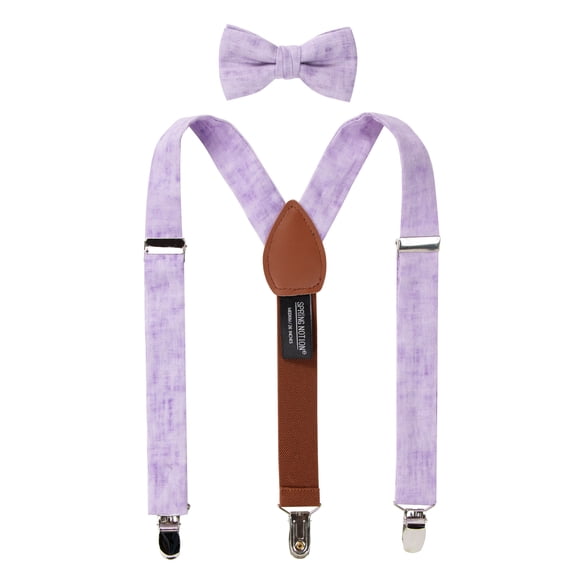 Spring Notion Boys' Mottled Linen Suspenders and Bow Tie Set