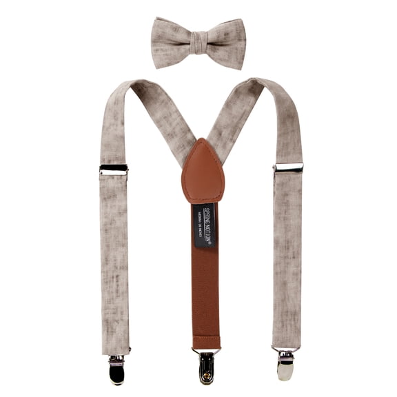 Spring Notion Boys' Mottled Linen Suspenders and Bow Tie Set