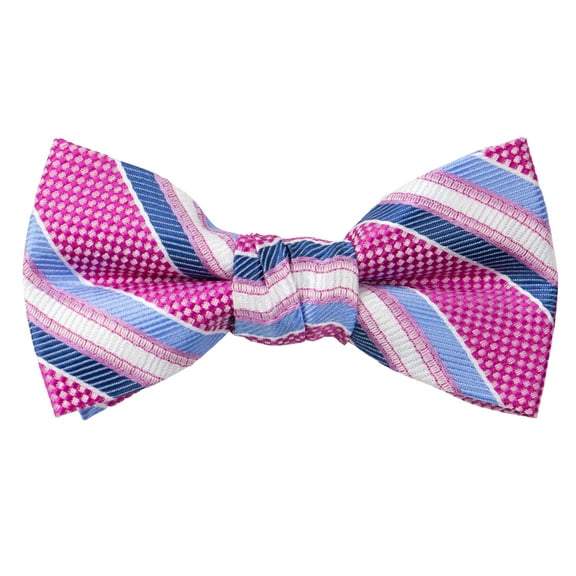Spring Notion Boys' Pre-tied Woven Bow Tie Large Blue Pink Stripes