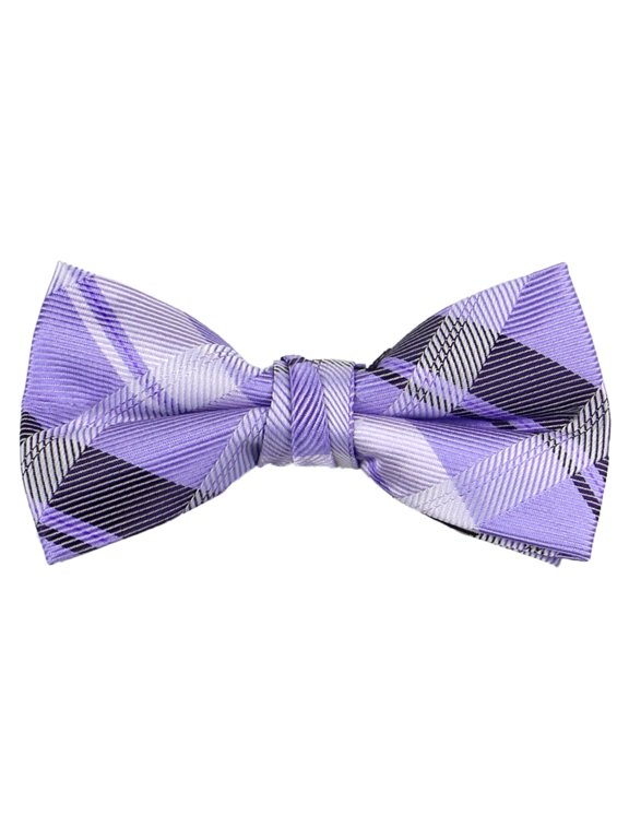 Boys' Pre-tied Woven Bow Tie Large Lilac Plaid