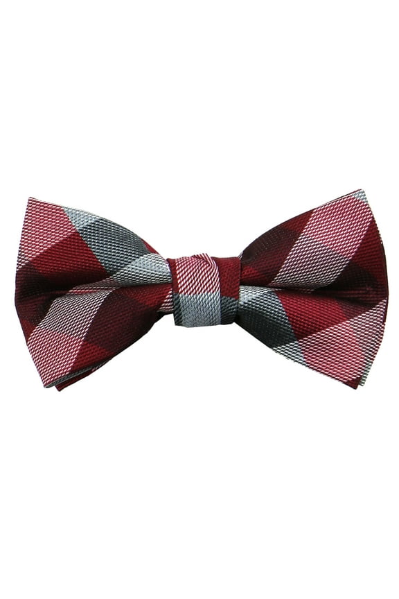 Boys' Pre-tied Woven Bow Tie Medium Checkered Red