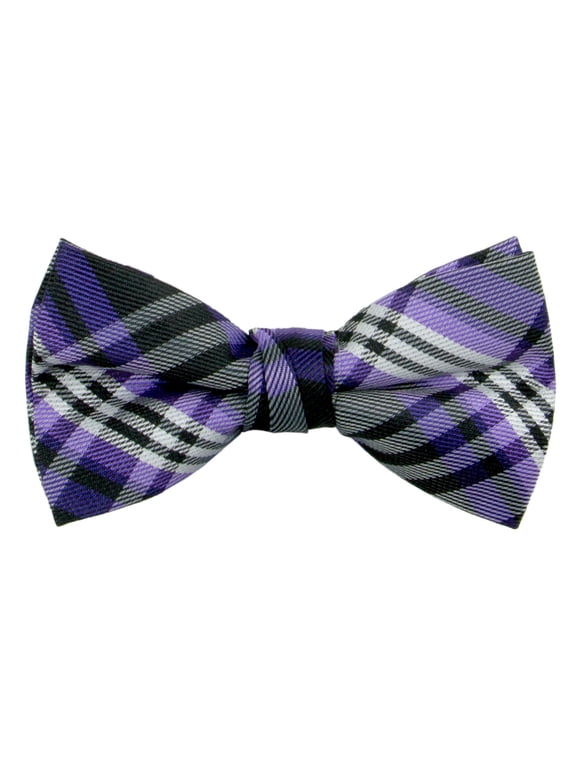 Boys' Pre-tied Woven Bow Tie Small Plaid Purple
