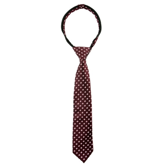 Spring Notion Boys' Pre-tied Woven Zipper Tie Large Burgundy Diamonds