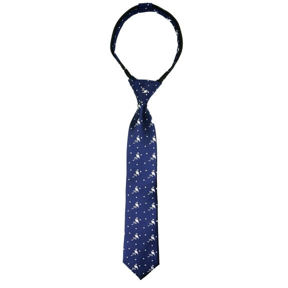Spring Notion Boys' Pre-tied Woven Zipper Tie Large Navy Silver Flamingo