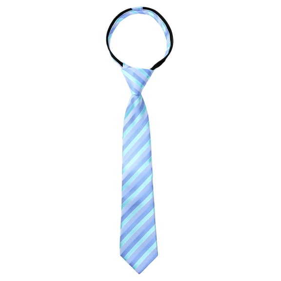 Spring Notion Boys' Pre-tied Woven Zipper Tie Small Aqua Stripes