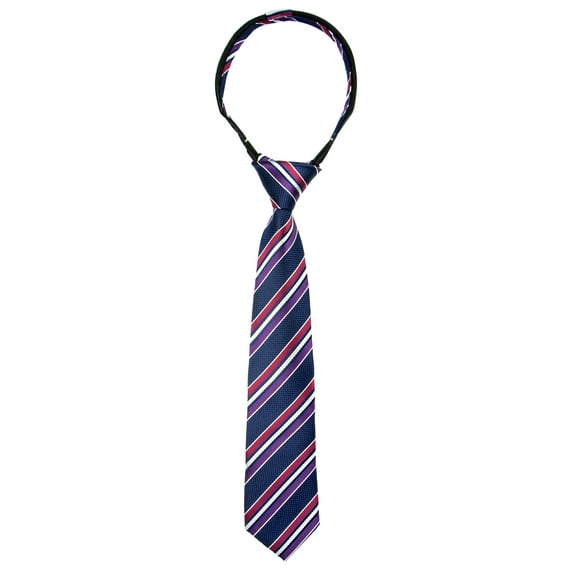 Spring Notion Boys' Pre-tied Woven Zipper Tie Small Navy Wine Stripes
