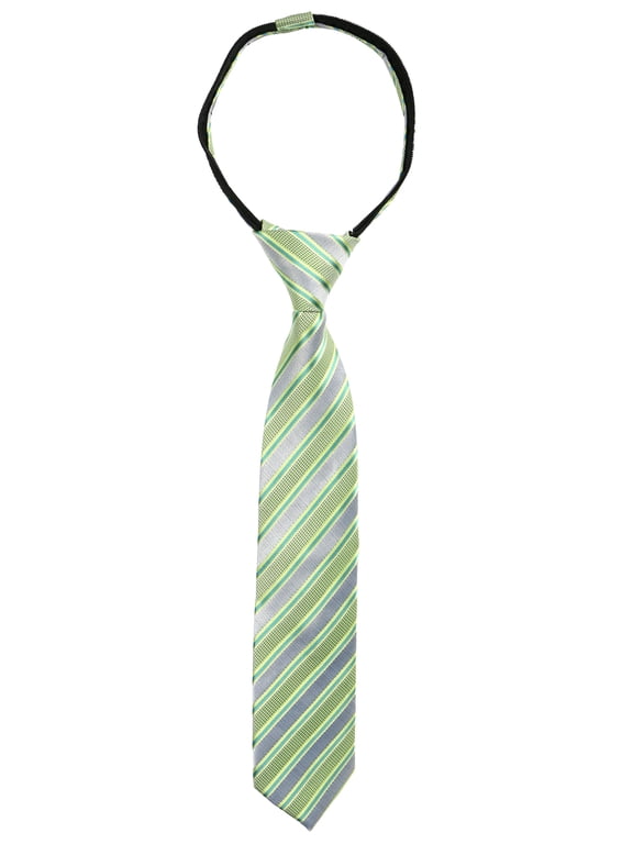 Boys' Pre-tied Woven Zipper Tie Small Pastel Green Stripes