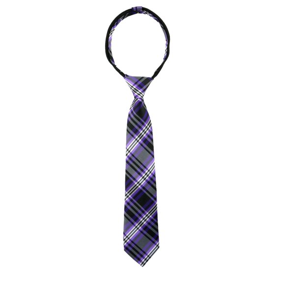 Spring Notion Boys' Pre-tied Woven Zipper Tie Small Plaid Purple