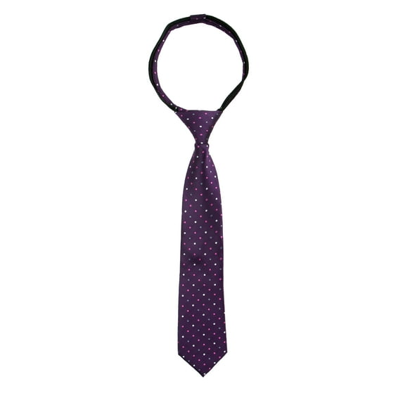 Spring Notion Boys' Pre-tied Woven Zipper Tie X-Small Purple Dotted