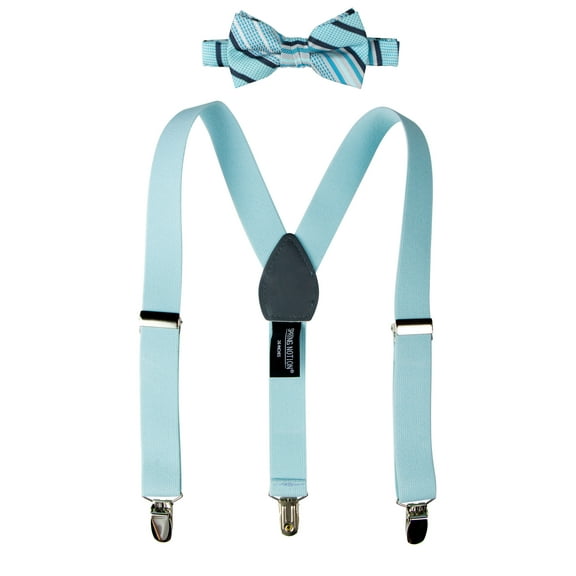 Spring Notion Boys' Woven Bow Tie and Suspender Set Aqua L