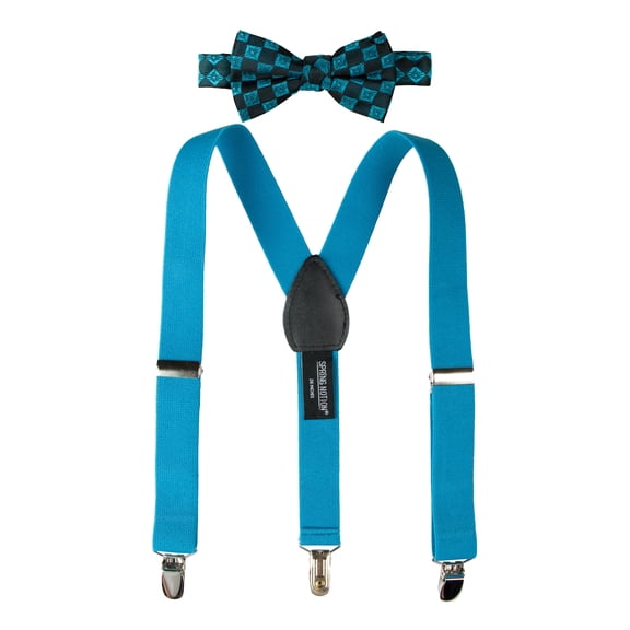 Spring Notion Boys' Woven Bow Tie and Suspender Set Turquoise M