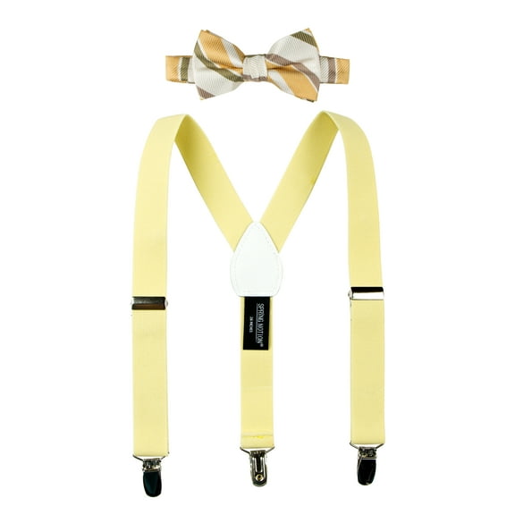 Spring Notion Boys' Woven Bow Tie and Suspender Set Yellow S