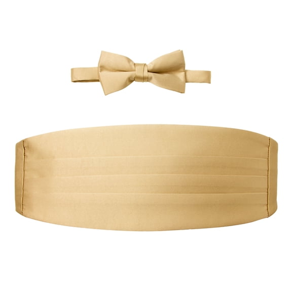 Spring Notion Men's Cummerbund and Bow Tie Set Antique Gold