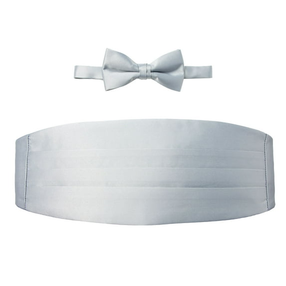 Spring Notion Men's Cummerbund and Bow Tie Set Silver