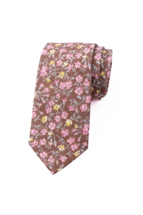 Men's Floral Print Cotton Skinny Tie