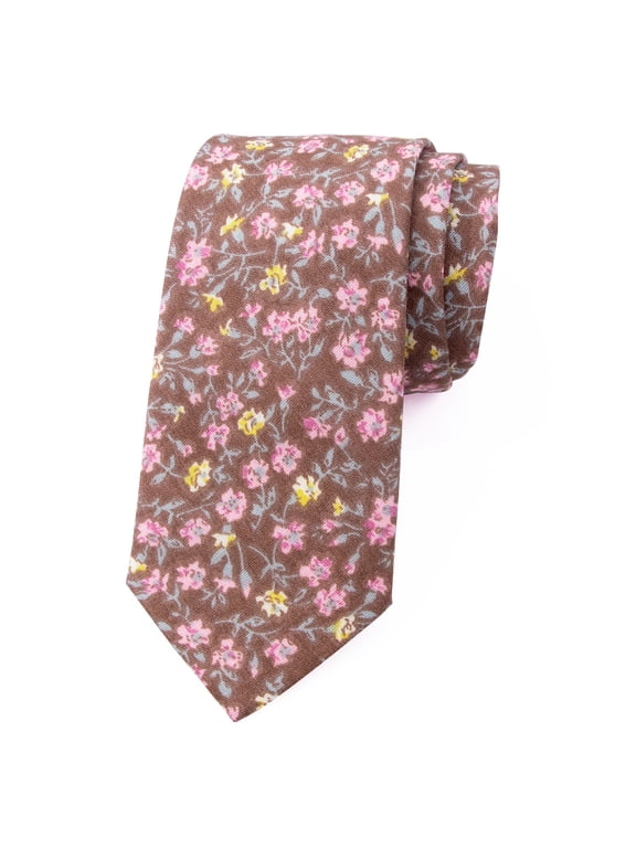 Men's Floral Print Cotton Skinny Tie