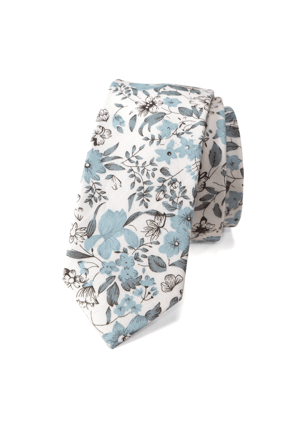 Men's Floral Print Cotton Skinny Tie