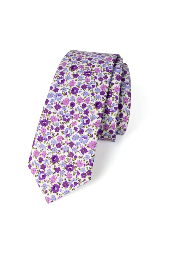 Men's Floral Print Cotton Skinny Tie