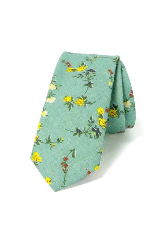 Men's Floral Print Cotton Skinny Tie