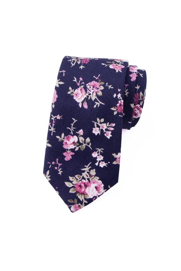 Men's Floral Print Cotton Skinny Tie
