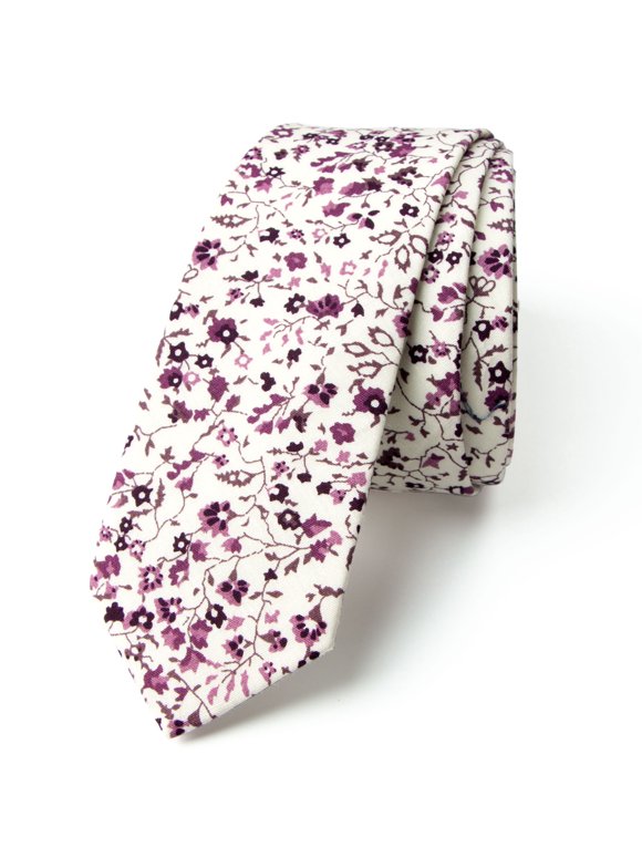 Men's Floral Print Cotton Skinny Tie