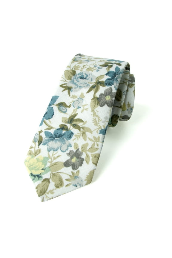 Men's Floral Print Cotton Skinny Tie