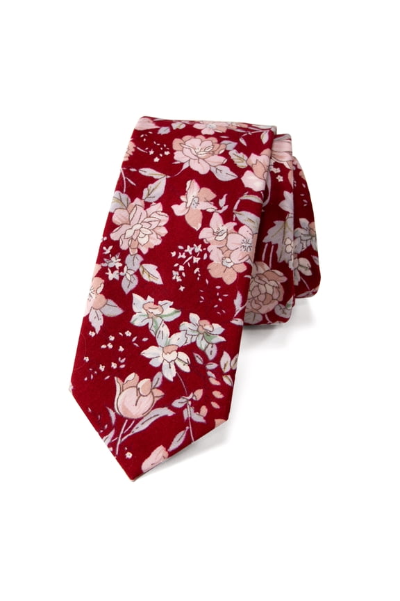 Men's Floral Print Cotton Skinny Tie