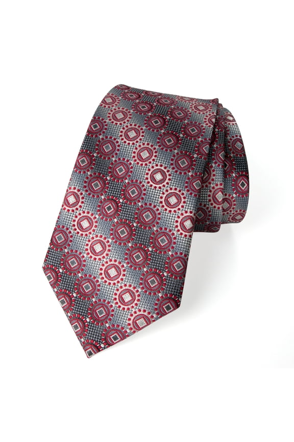 Men's Geometric Medallion Microfiber Woven Tie